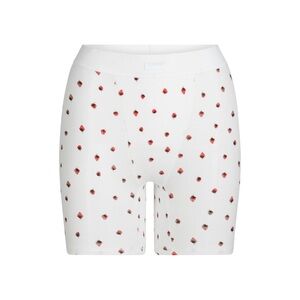 Skims Cotton Rib Women’s Boxer White Strawberry Print NWT sz Large